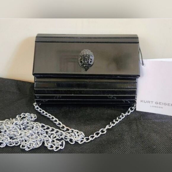 NWT Kurt Geiger "Party Eagle" Black Acrylic Clutch Shoulder Chain Mini Bag $99 - Picture 1 of 13